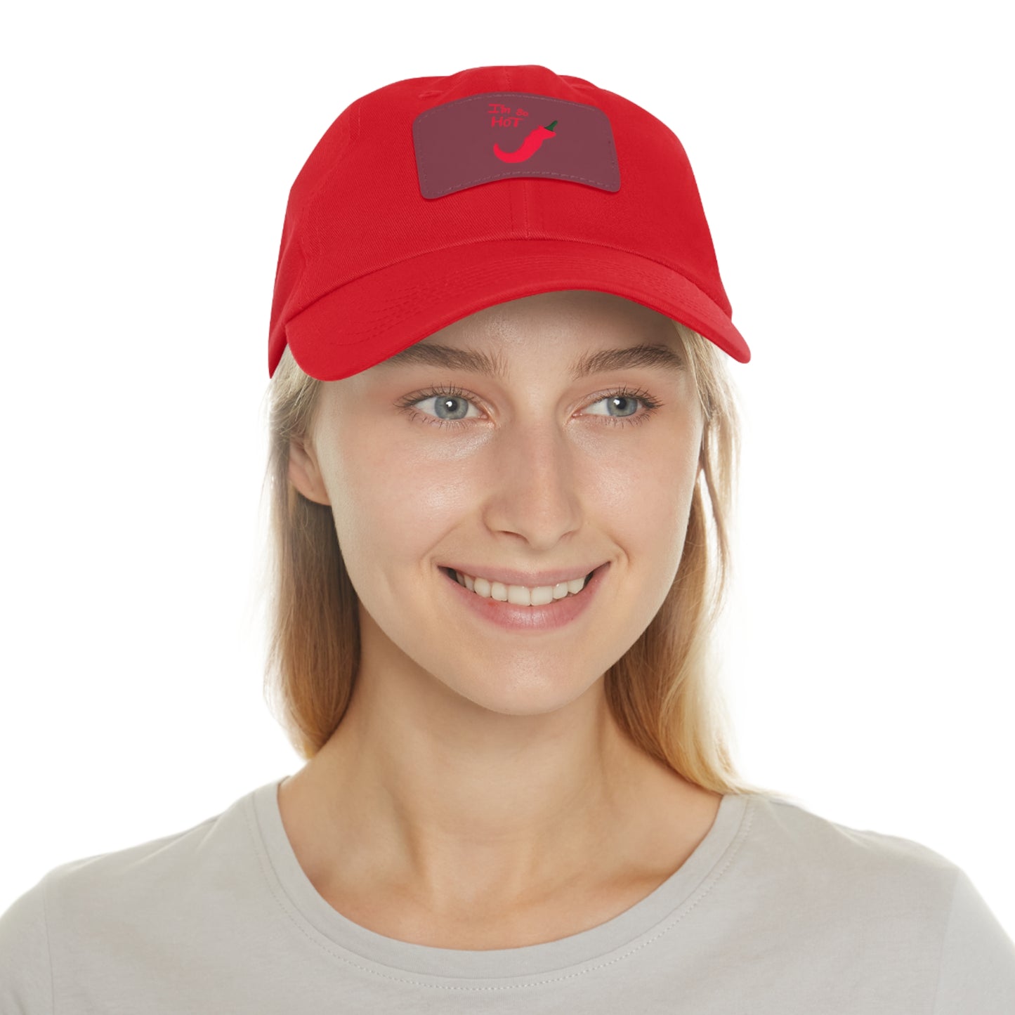 Funny Dad Hat with Leather Patch | 'I'm Too Hot' Style