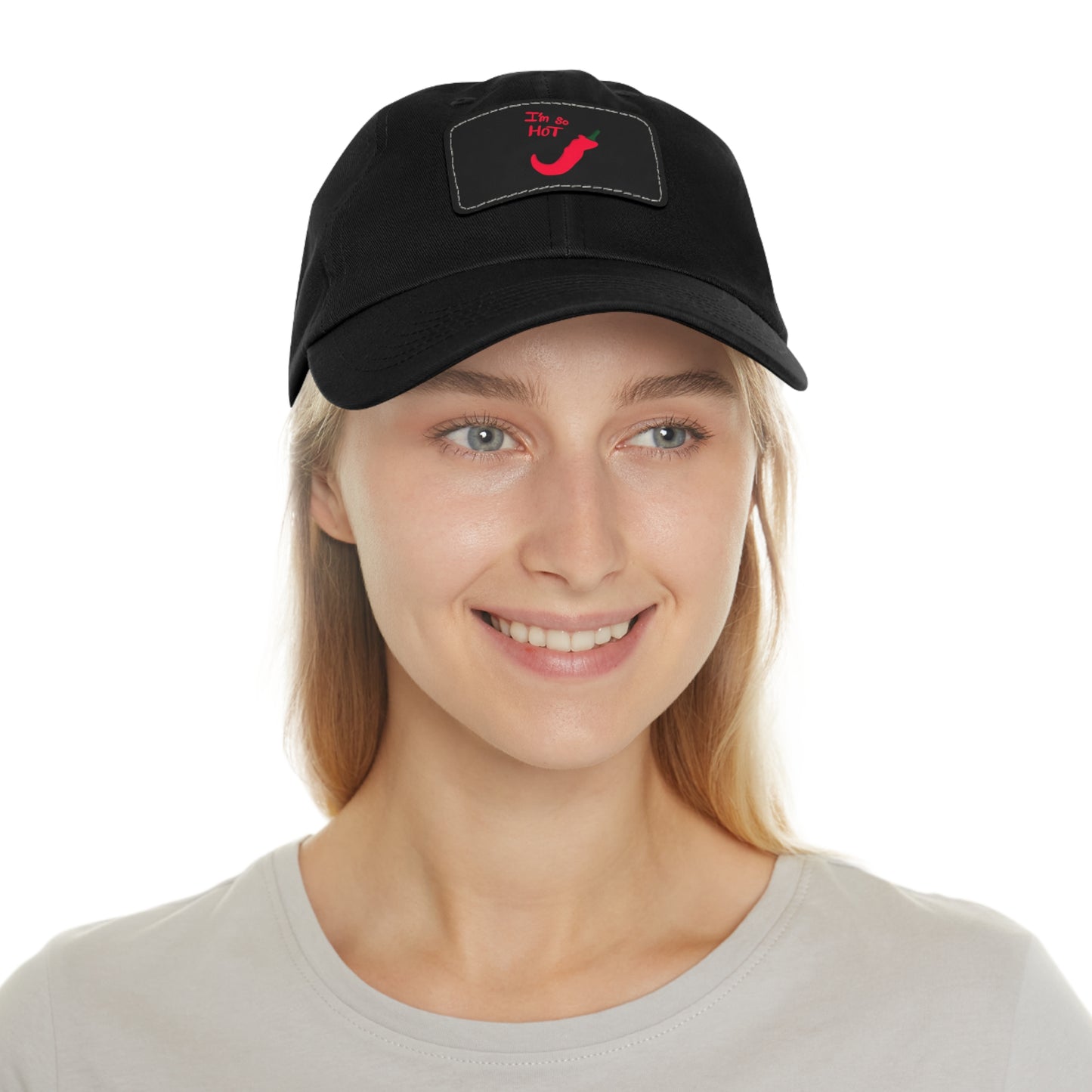 Funny Dad Hat with Leather Patch | 'I'm Too Hot' Style