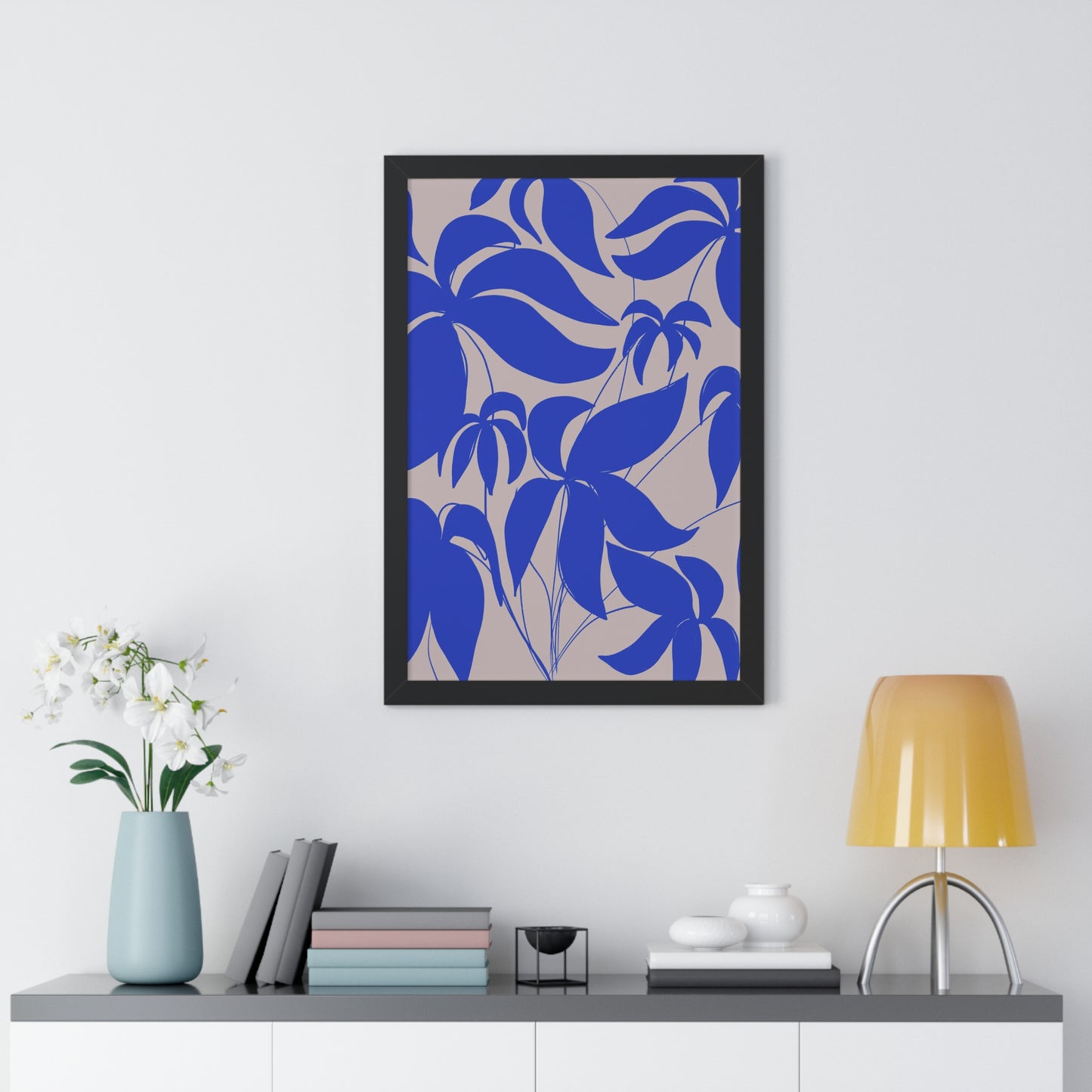 Blue Leaf Botanical Framed Poster