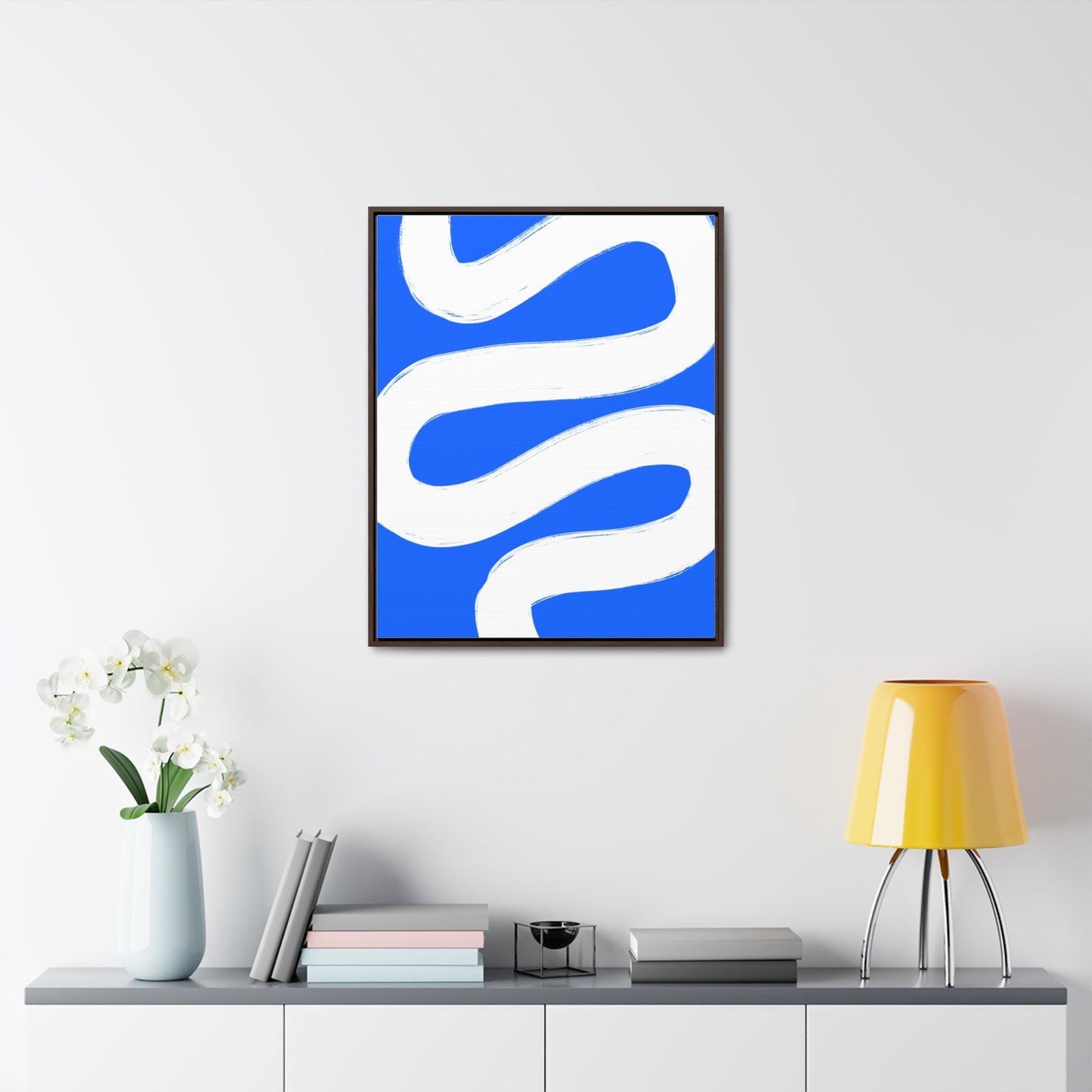 Blue white poster