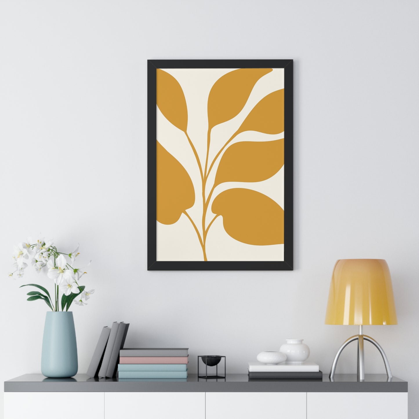 Modern Abstract Botanical Framed Vertical Poster