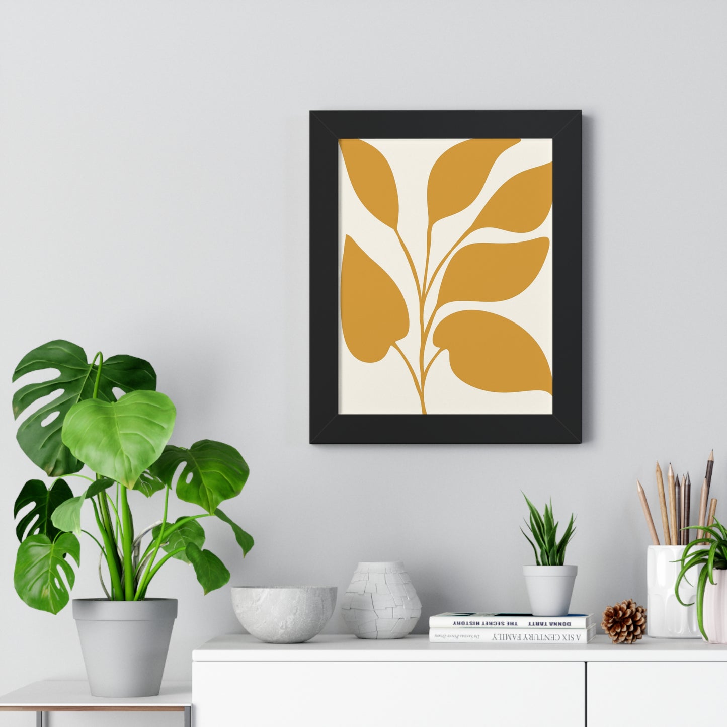 Modern Abstract Botanical Framed Vertical Poster