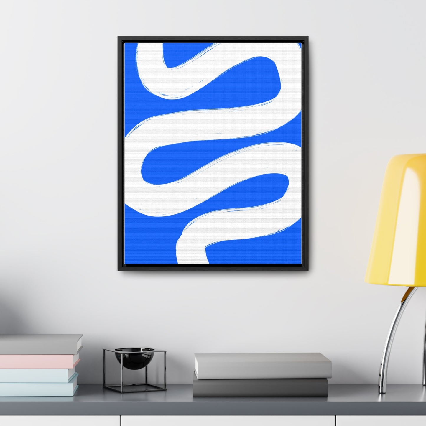 Blue white poster