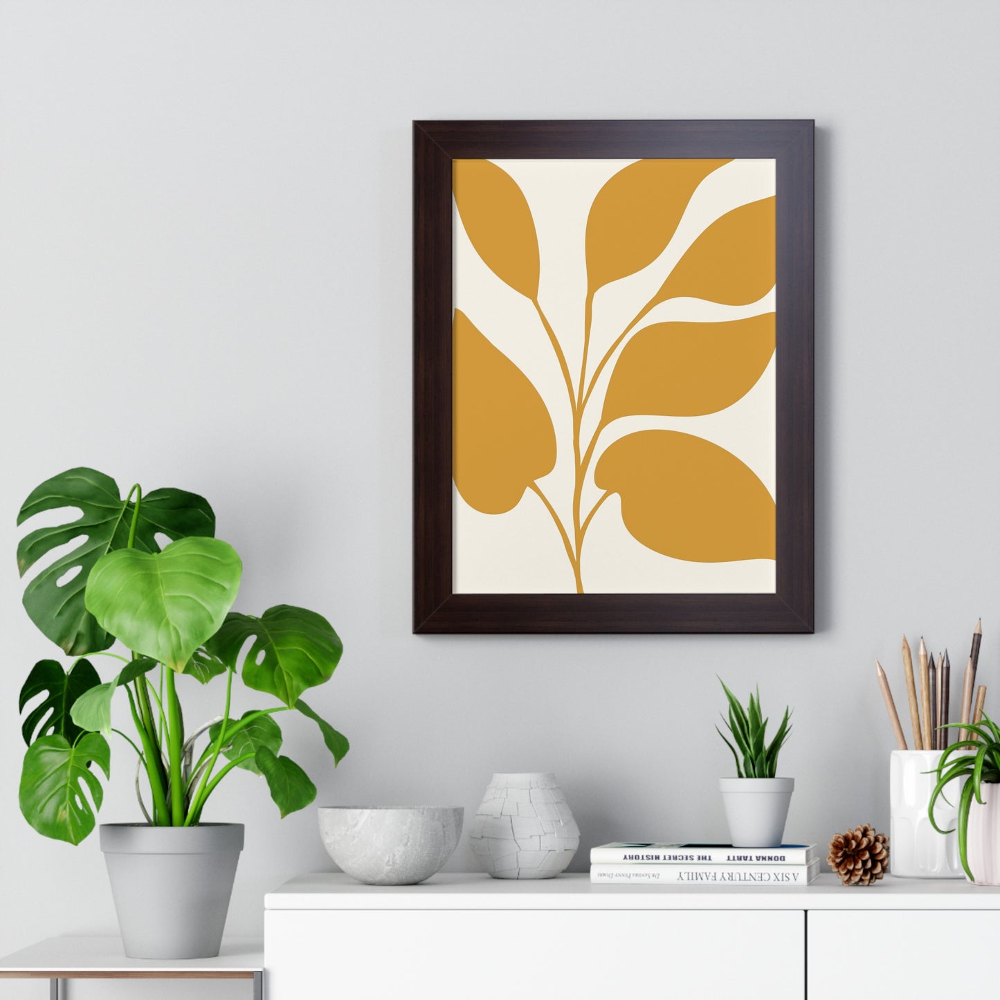 Modern Abstract Botanical Framed Vertical Poster