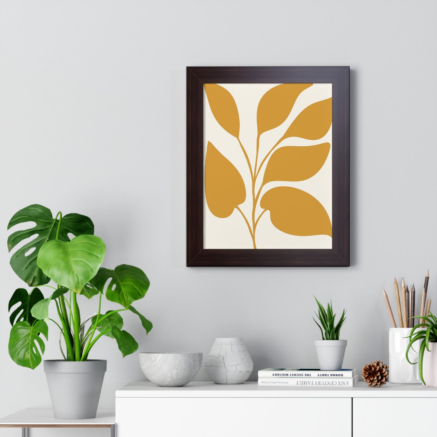 Modern Abstract Botanical Framed Vertical Poster