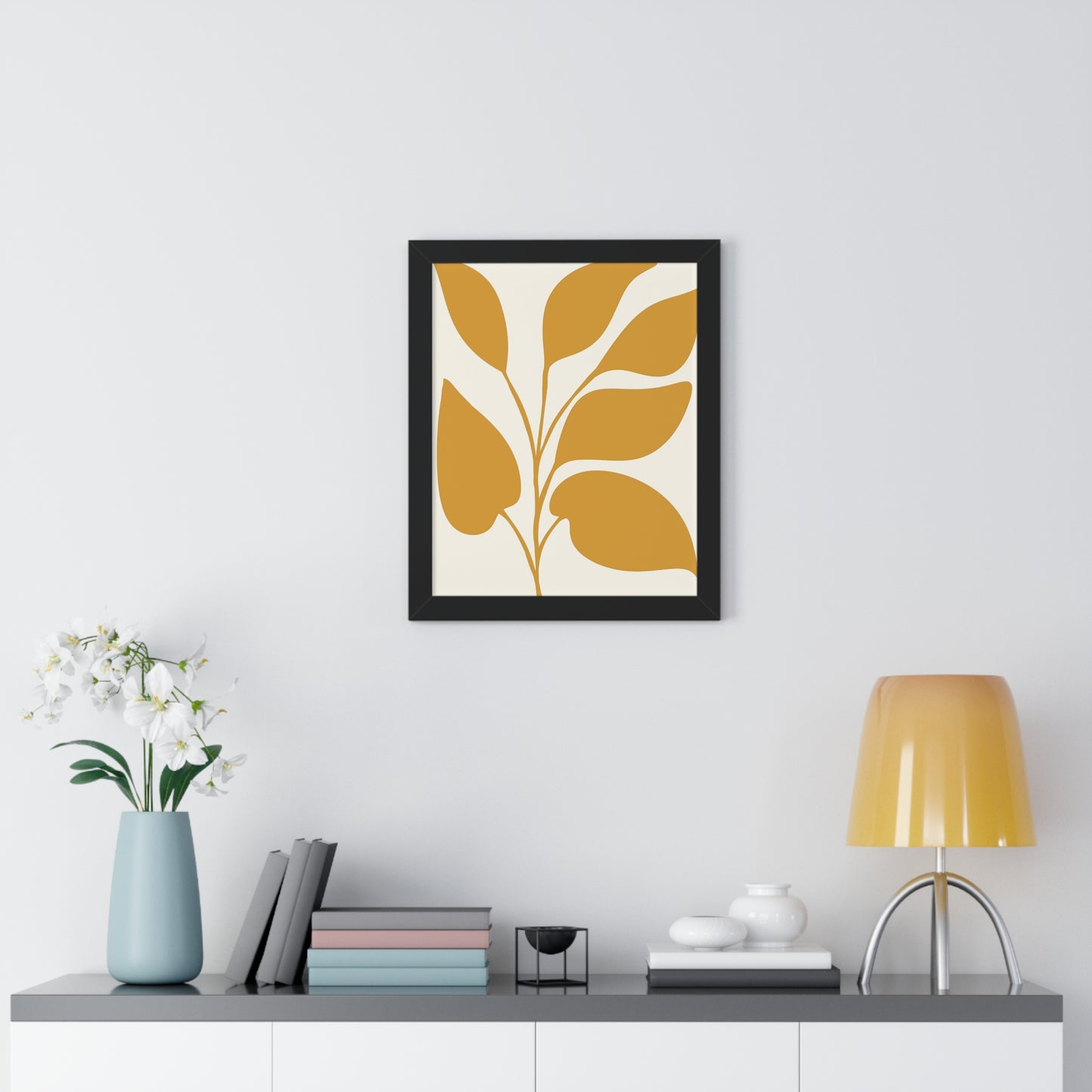 Modern Abstract Botanical Framed Vertical Poster
