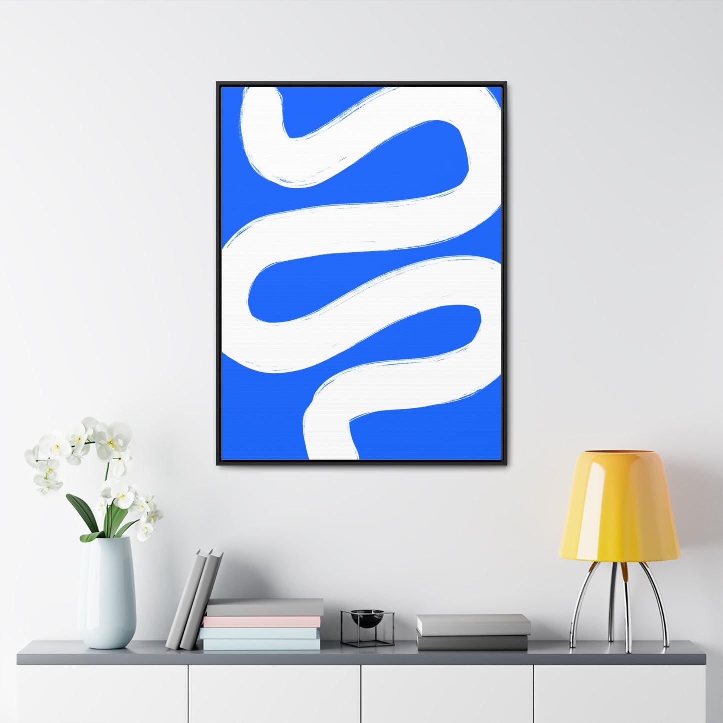 Blue white poster