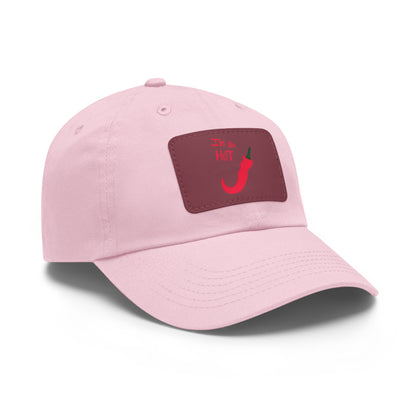 Funny Dad Hat with Leather Patch | 'I'm Too Hot' Style
