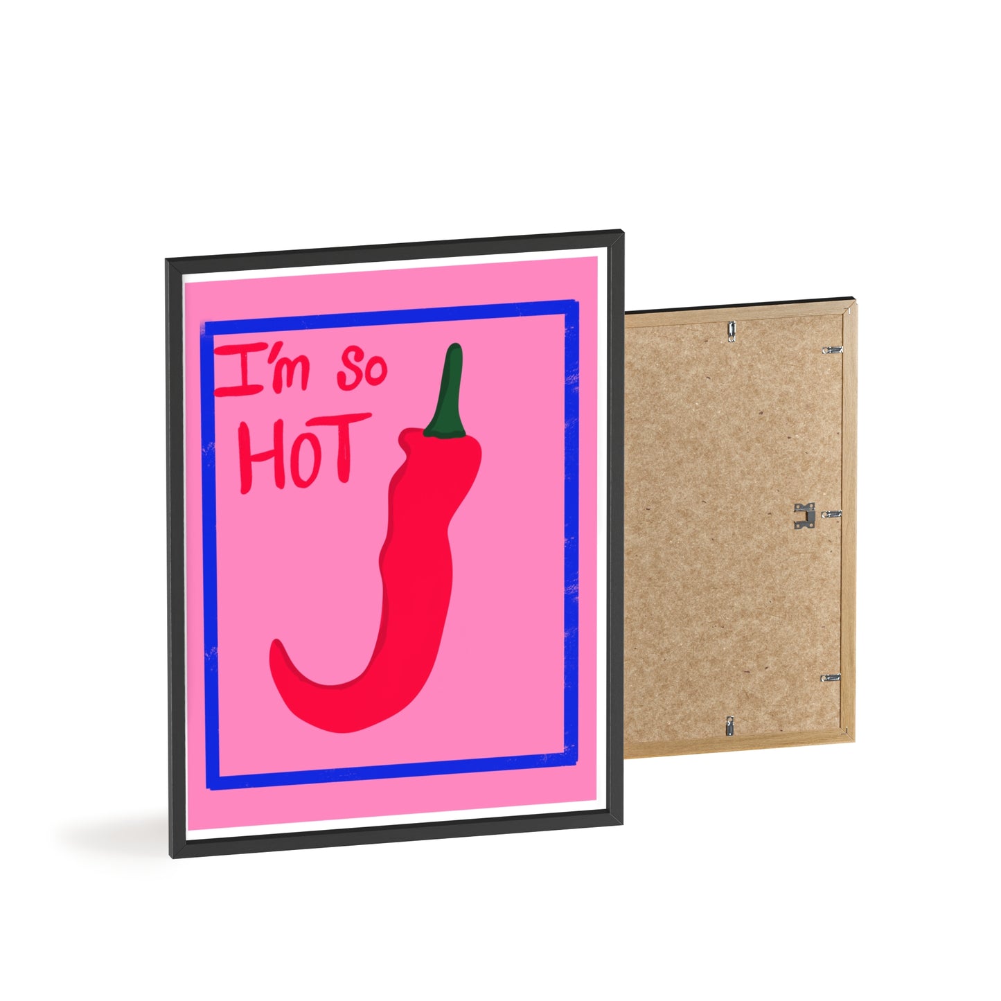 Chili Pepper Art Print with Wooden Frame - "I'm So Hot" Decor for Trendy Spaces