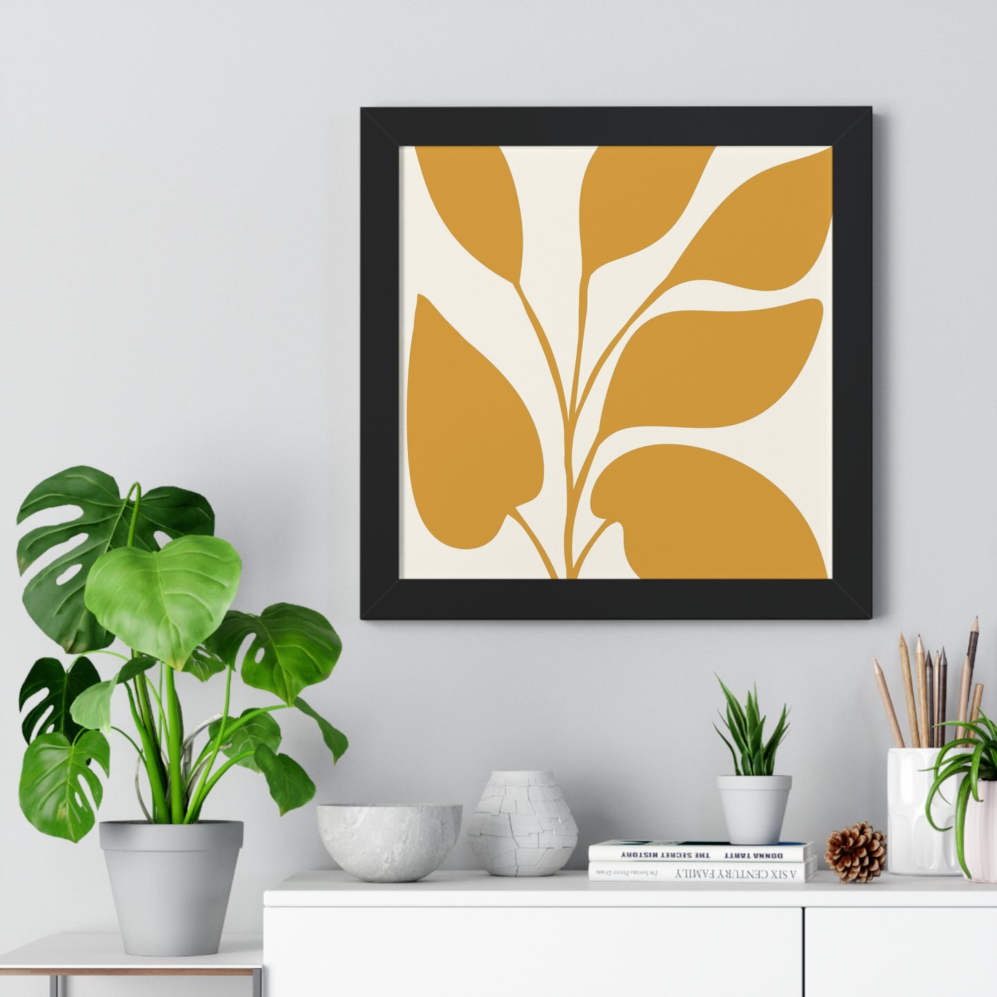 Modern Abstract Botanical Framed Vertical Poster