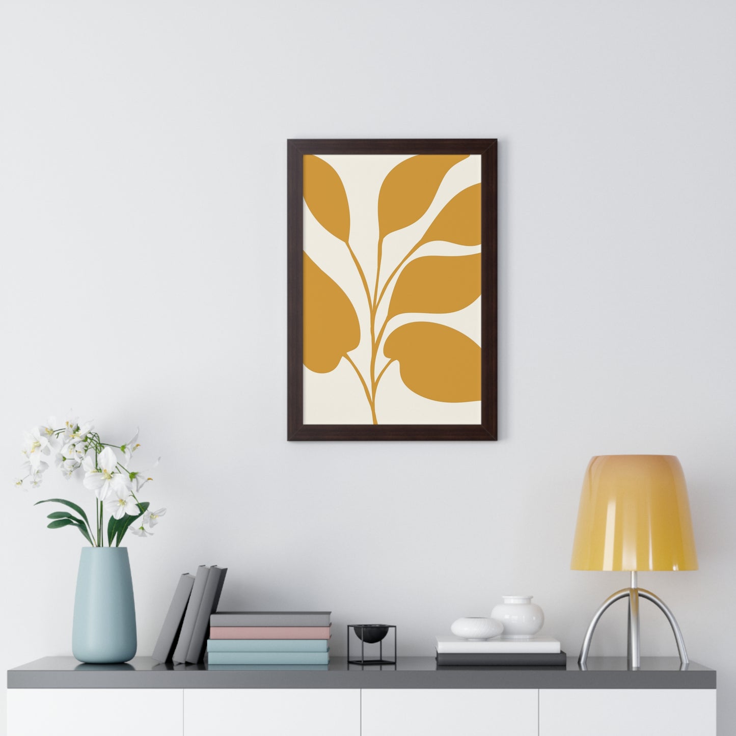 Modern Abstract Botanical Framed Vertical Poster