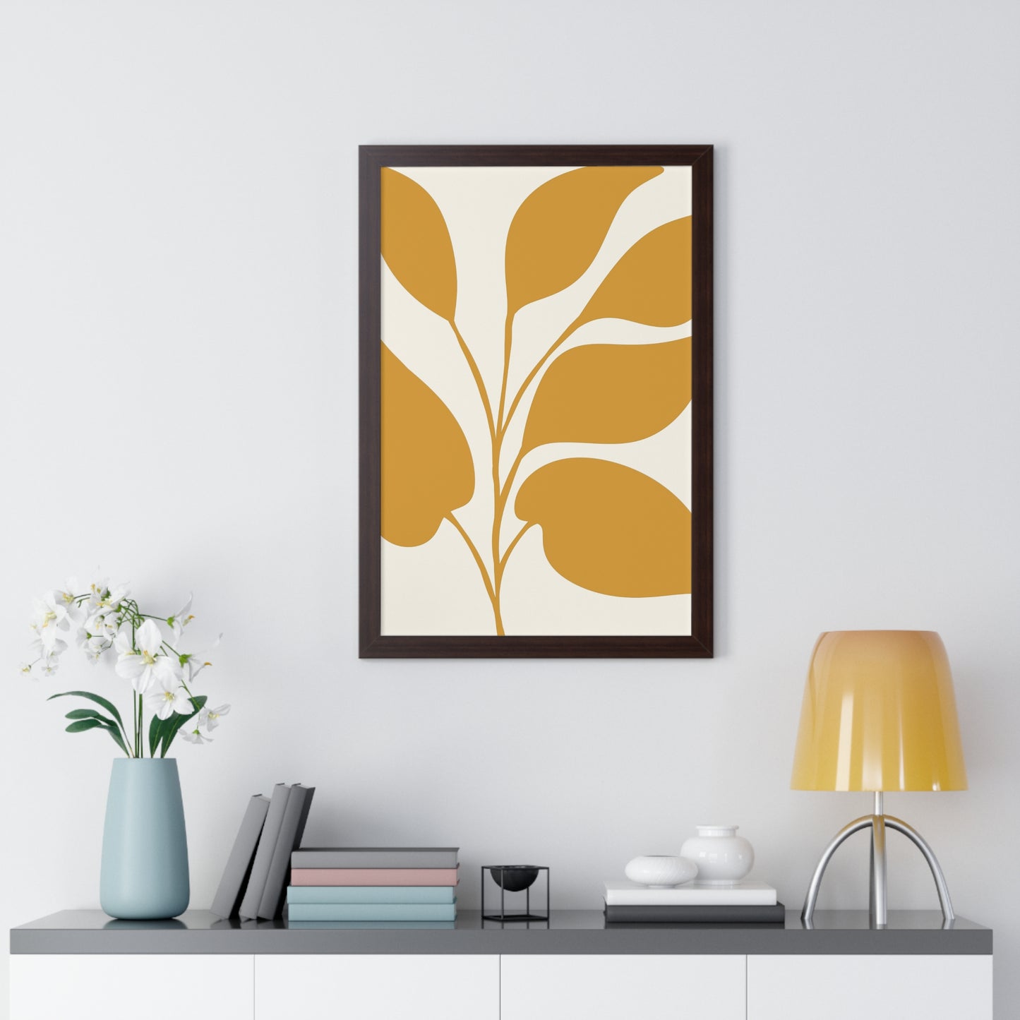 Modern Abstract Botanical Framed Vertical Poster