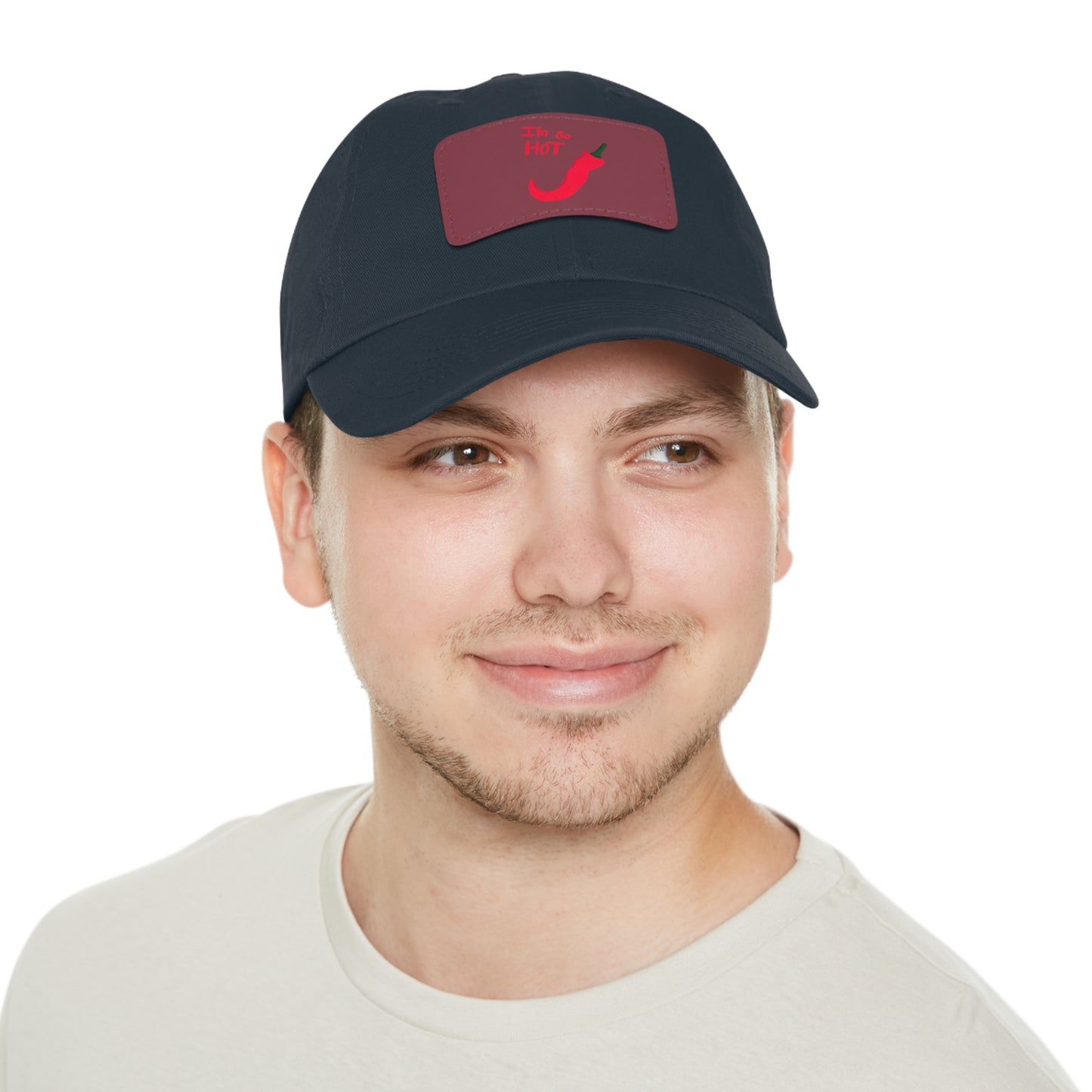 Funny Dad Hat with Leather Patch | 'I'm Too Hot' Style