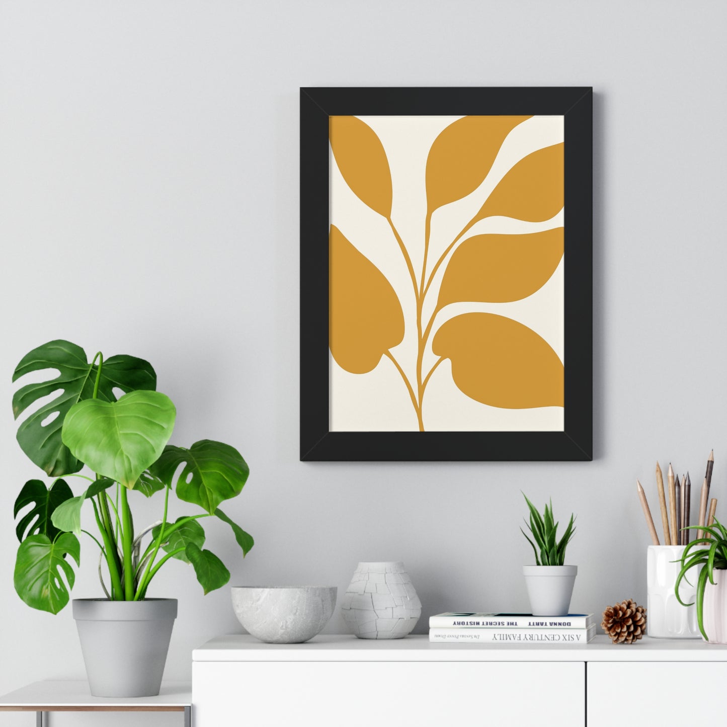 Modern Abstract Botanical Framed Vertical Poster