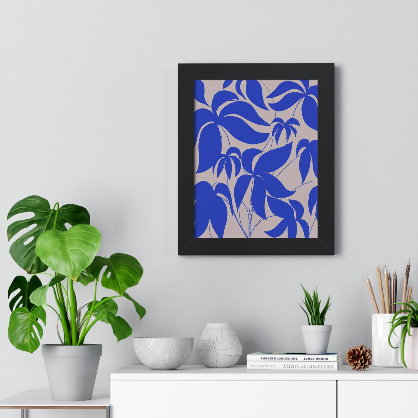 Blue Leaf Botanical Framed Poster