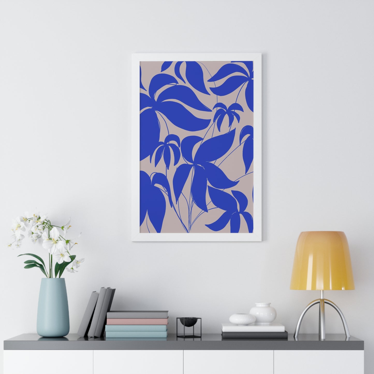 Blue Leaf Botanical Framed Poster