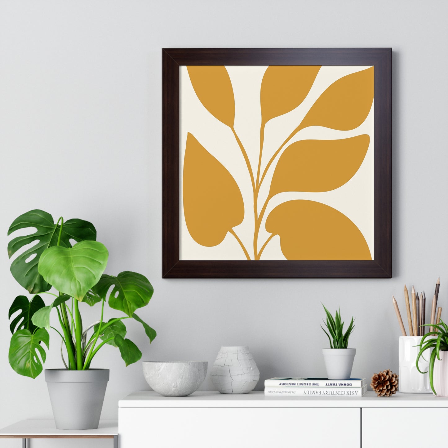 Modern Abstract Botanical Framed Vertical Poster